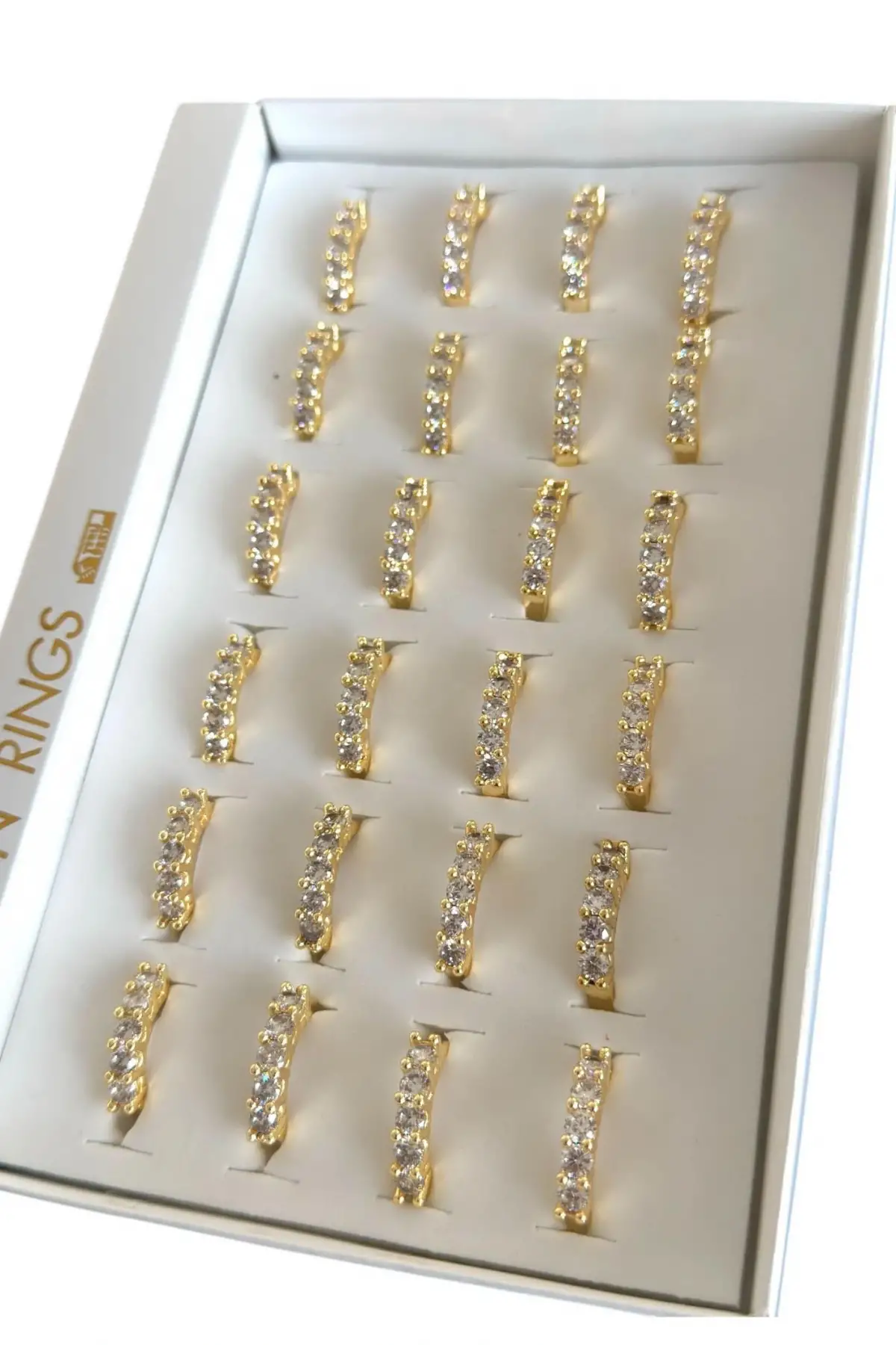 24lü Altın Renk Beştaş Yüzük Set