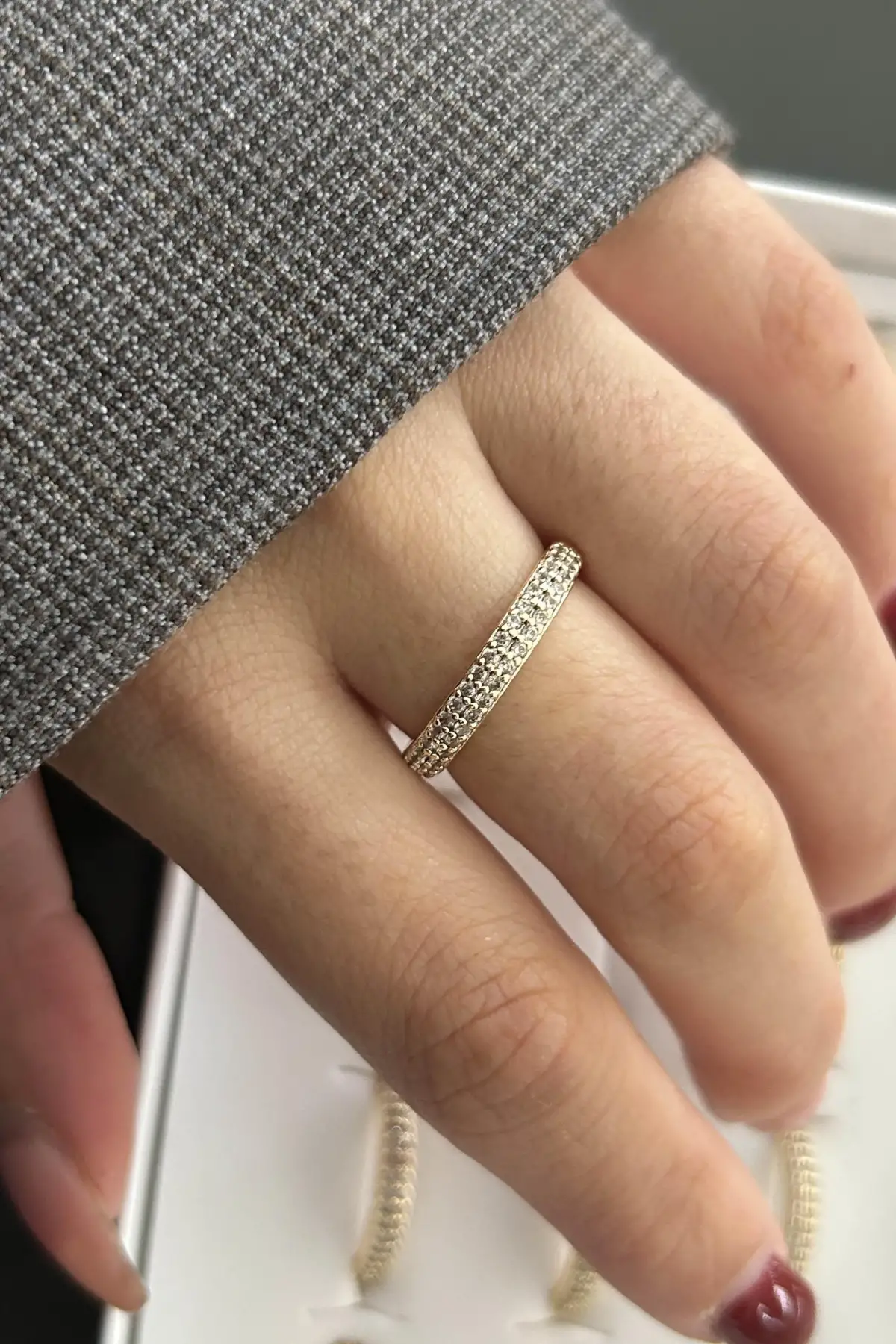 24lü Altın Renk Taş Detaylı Yüzük Set