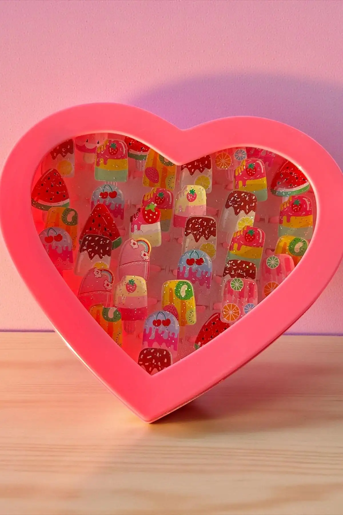 36lı Karışık Renk Dondurma Figürlü Çocuk Yüzük Set