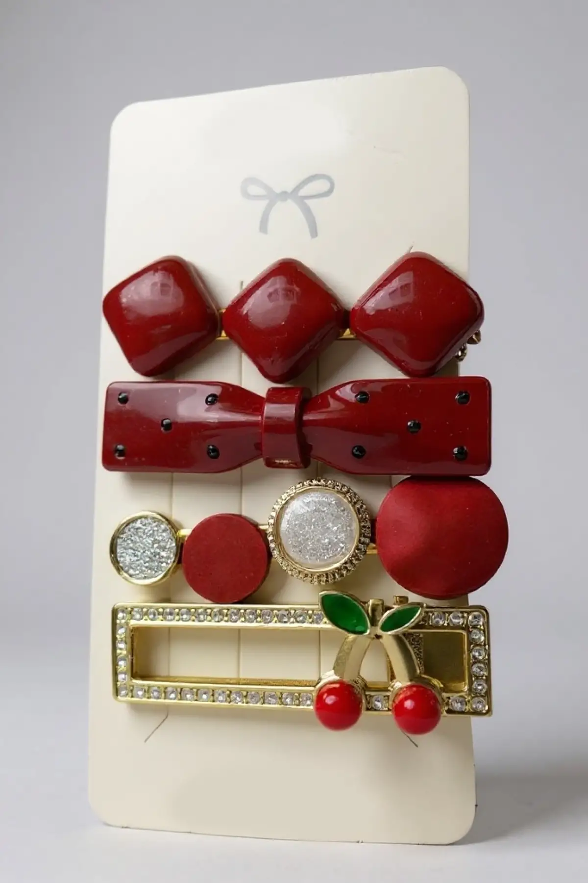 4lü Altın Ve Kırmızı Renk Karışık Figürlü Yan Toka Set