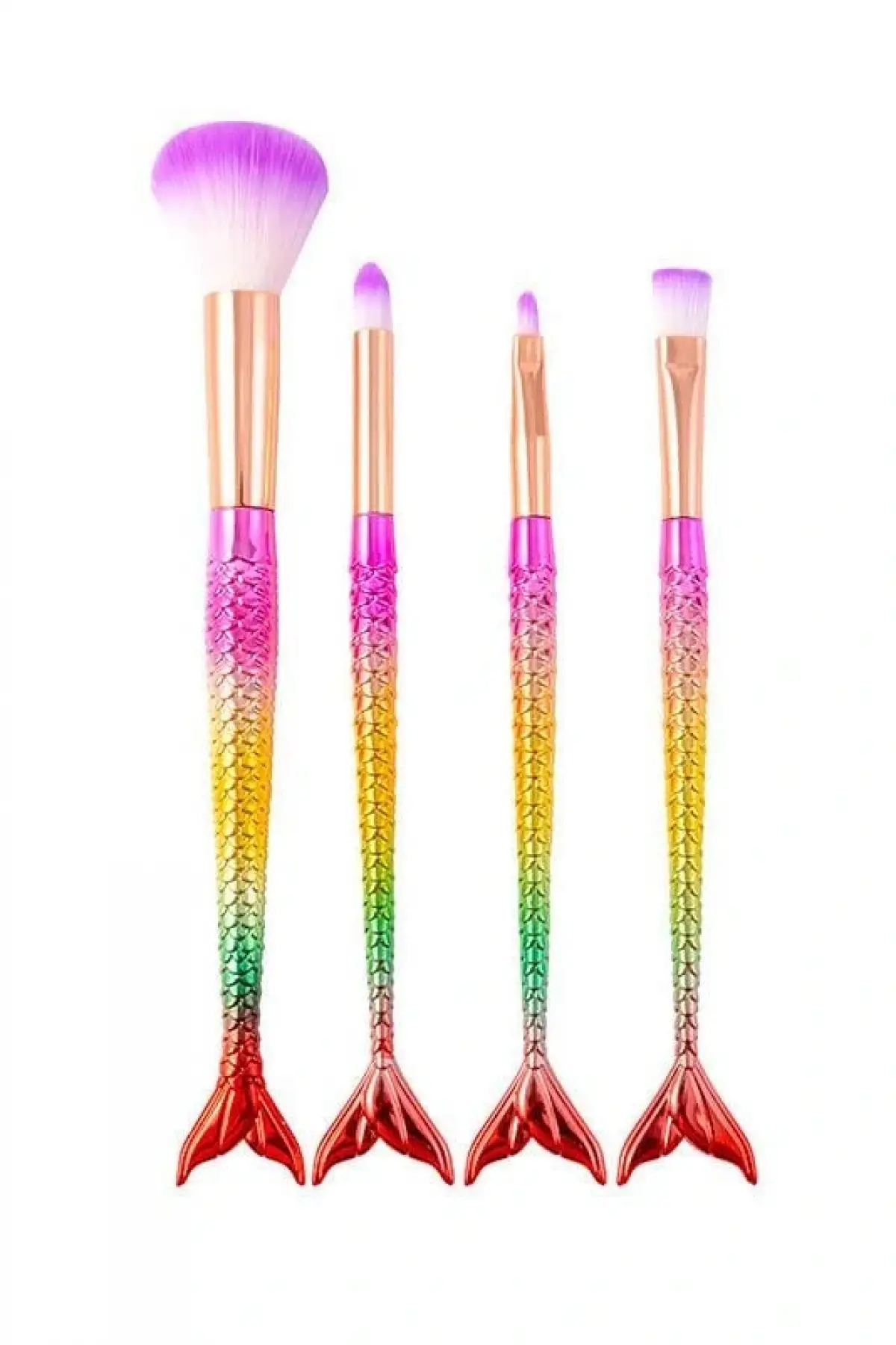 4lü Karışık Renk Balık Kuyruğu Figürlü Makyaj Fırçası Set