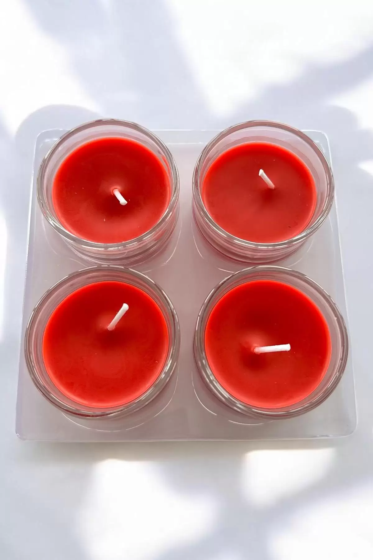 4lü Kırmızı Renk Kokulu Mum