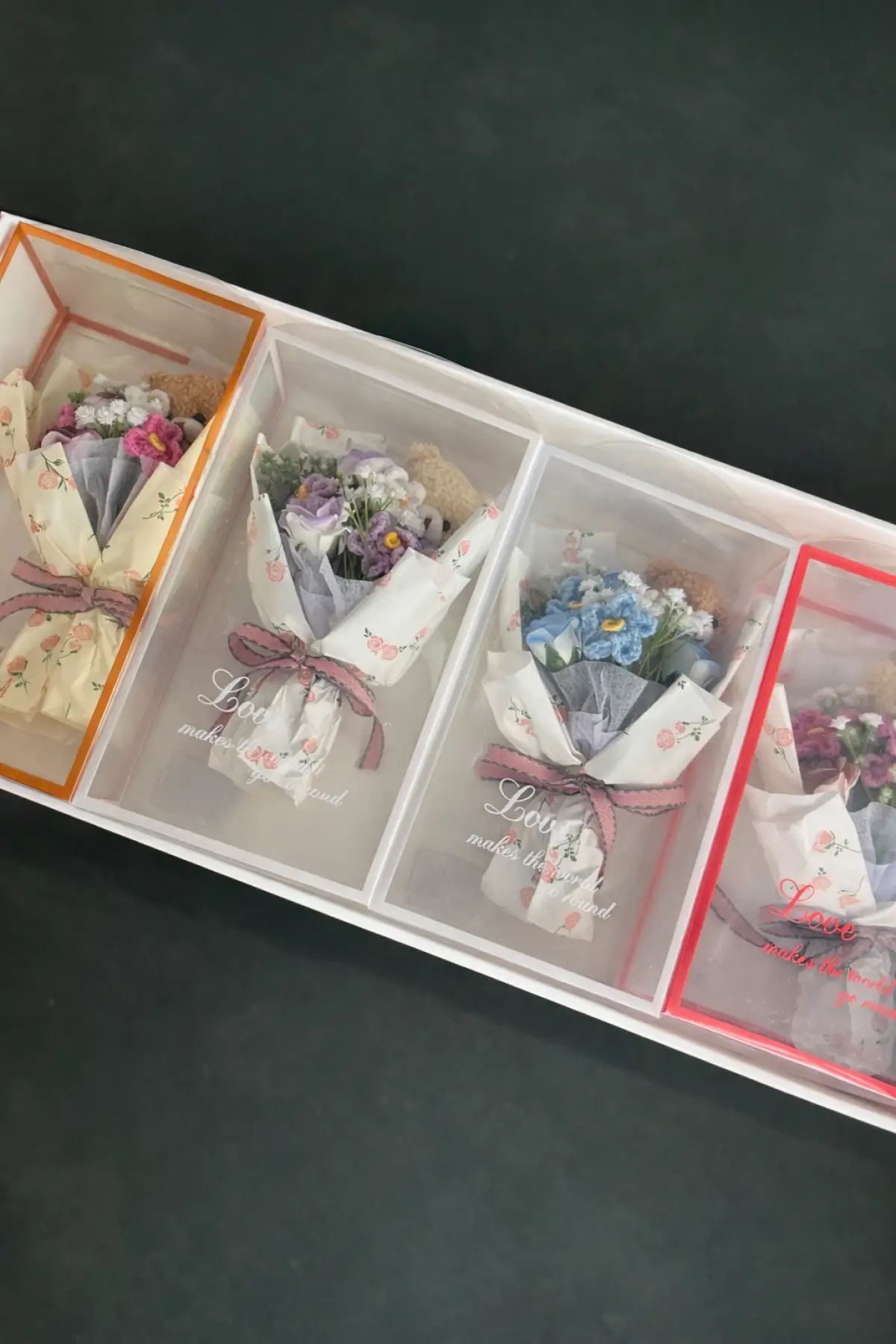 4lü Mini Çiçek Buketi Hediye Kutusu