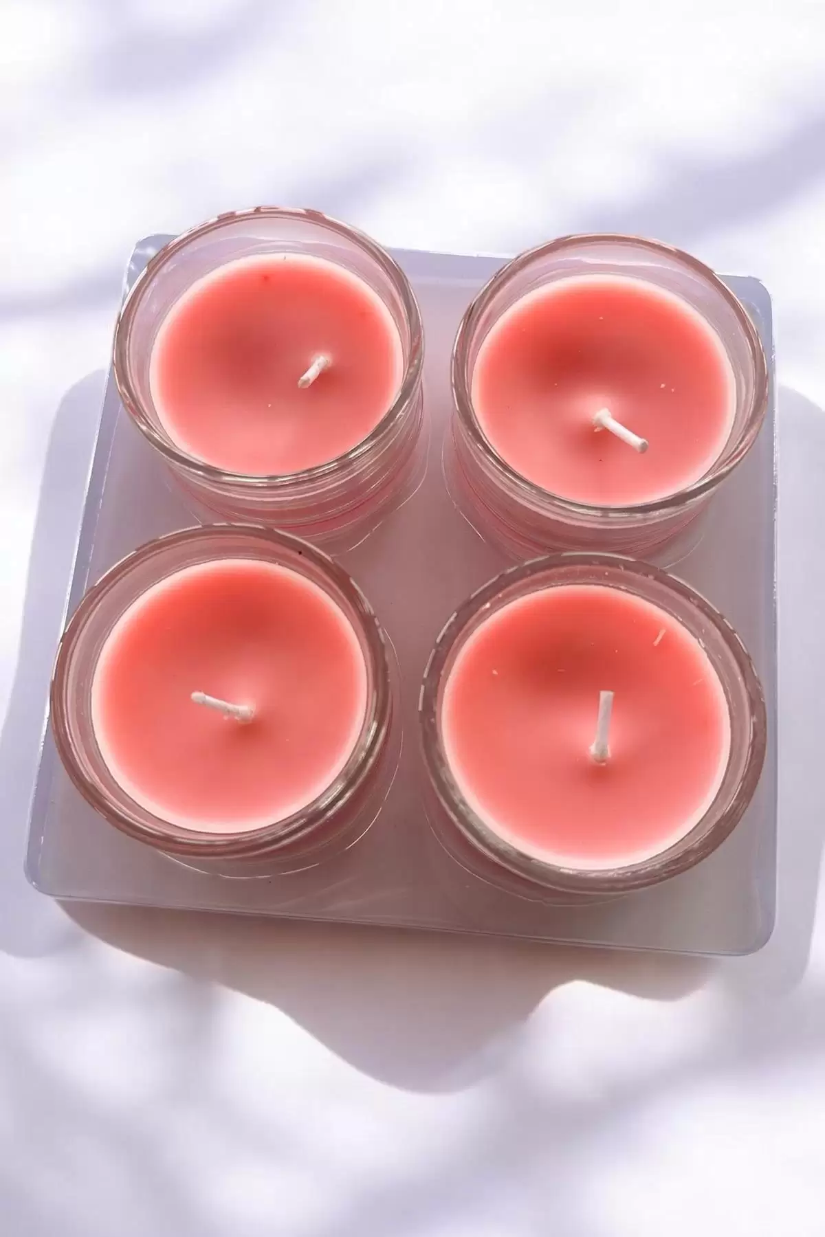 4lü Pembe Renk Kokulu Mum