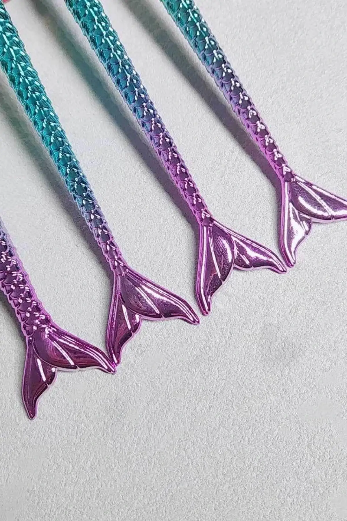 4lü Pembe Ve Turkuaz Renk Balık Kuyruğu Figürlü Makyaj Fırçası Set