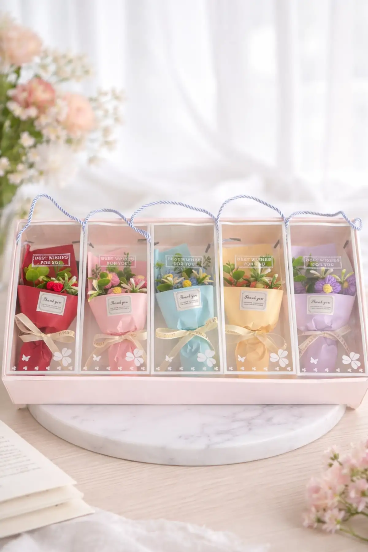 5li Mini Çiçek Buketi Hediye Kutusu