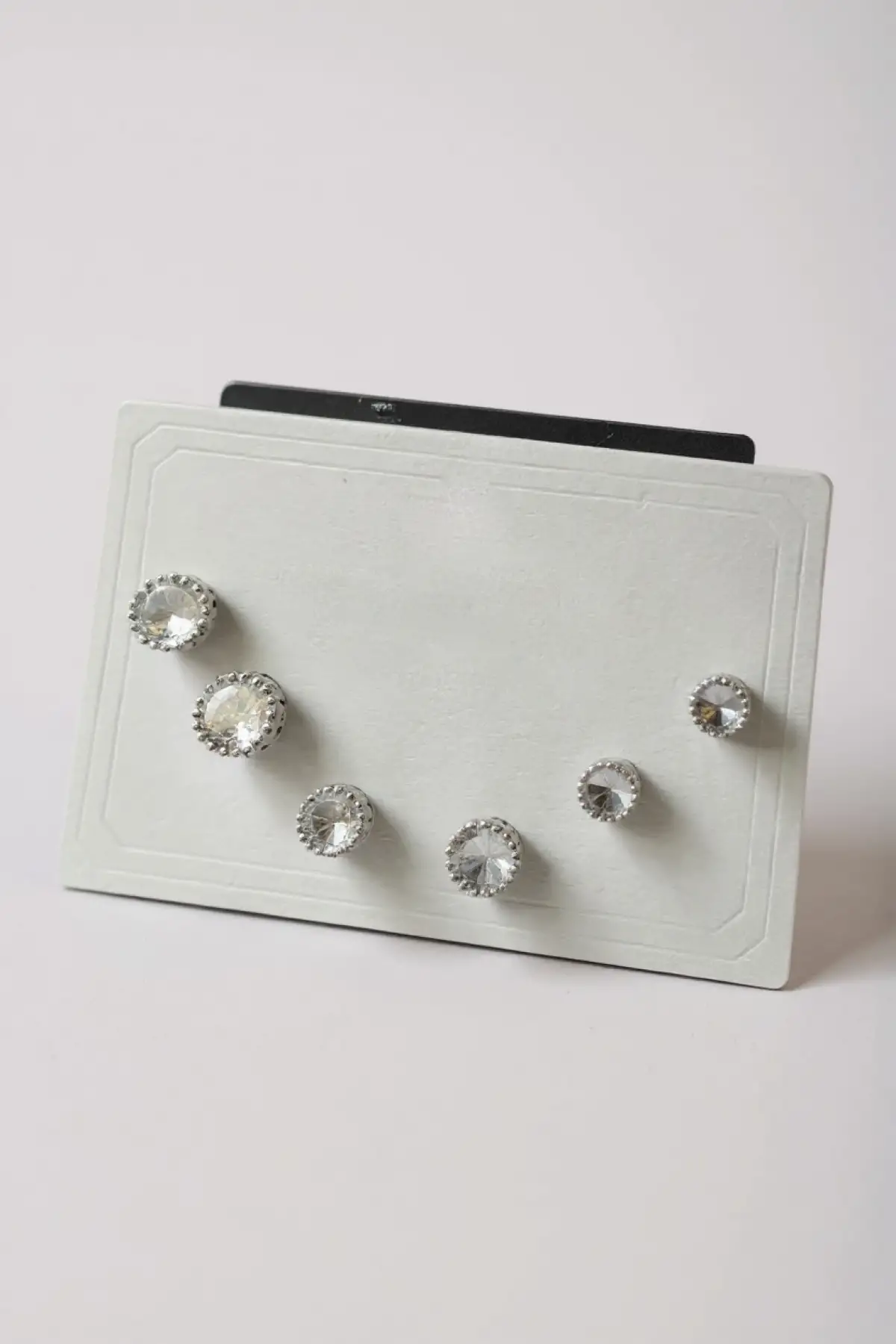 6lı Gümüş Renk Taş Detaylı 14K Altın Kaplama Küpe Set