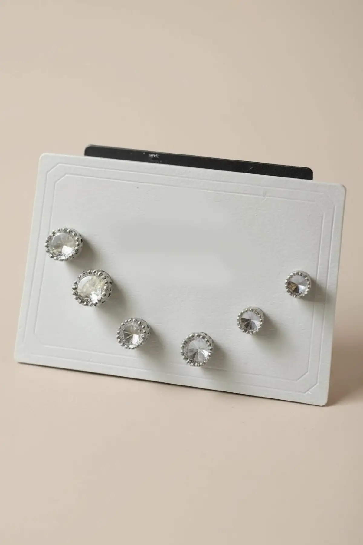 6lı Gümüş Renk Taş Detaylı 14K Altın Kaplama Küpe Set