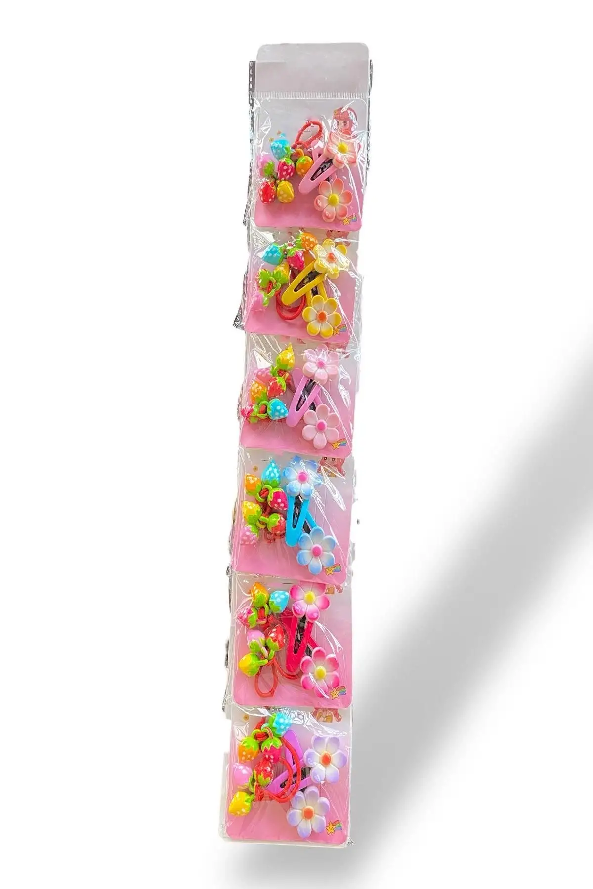 6lı Karışık Renk Çiçek Ve Çilek Figürlü Lastik Ve Yan Toka Set