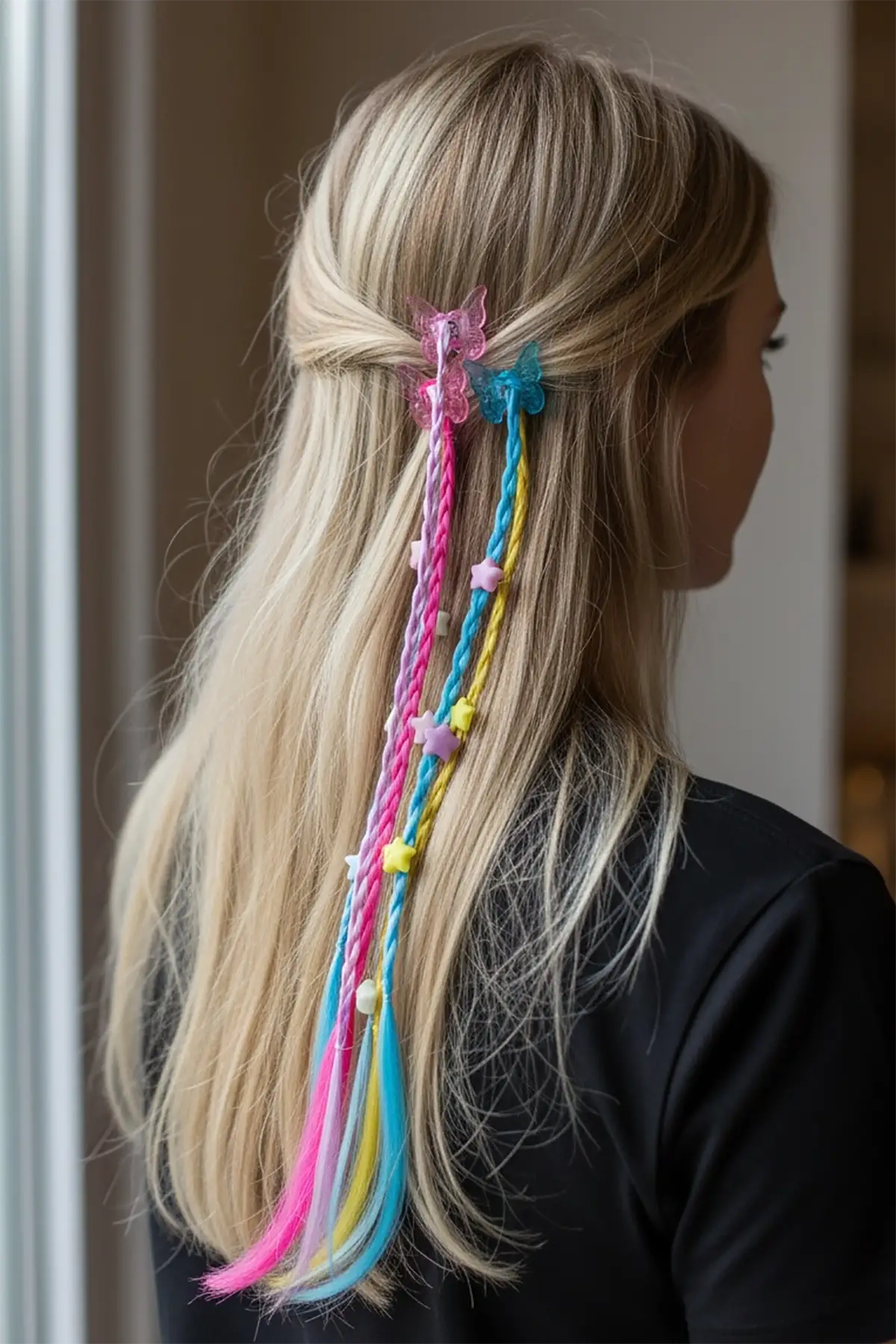 6lı Karışık Renk Kelebek Ve Yıldız Figürlü Çocuk Mini Mandal Toka Set