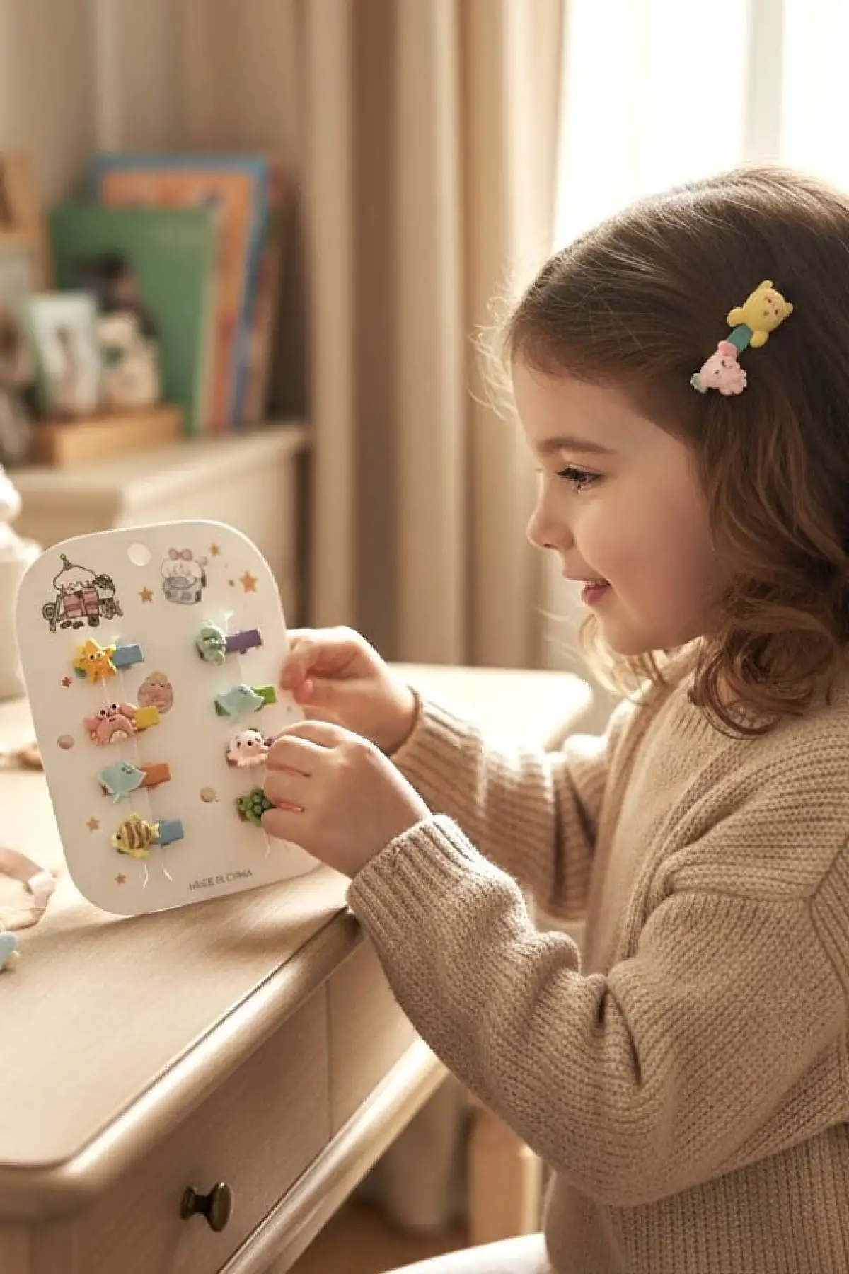 8li Karışık Renk Hayvan Figürlü Çocuk Mini Yan Toka Set