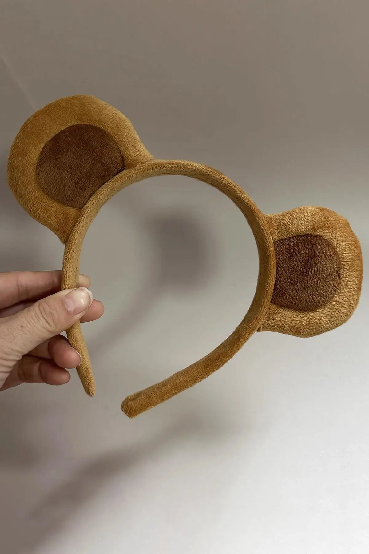 Açık Kahverengi Kulak Detaylı Peluş Taç