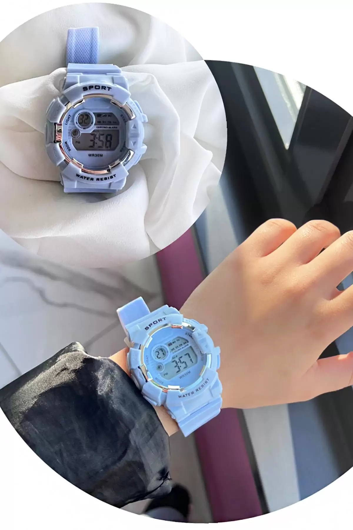 Açık Mavi Renk Silikon Kordonlu Kadın Saat