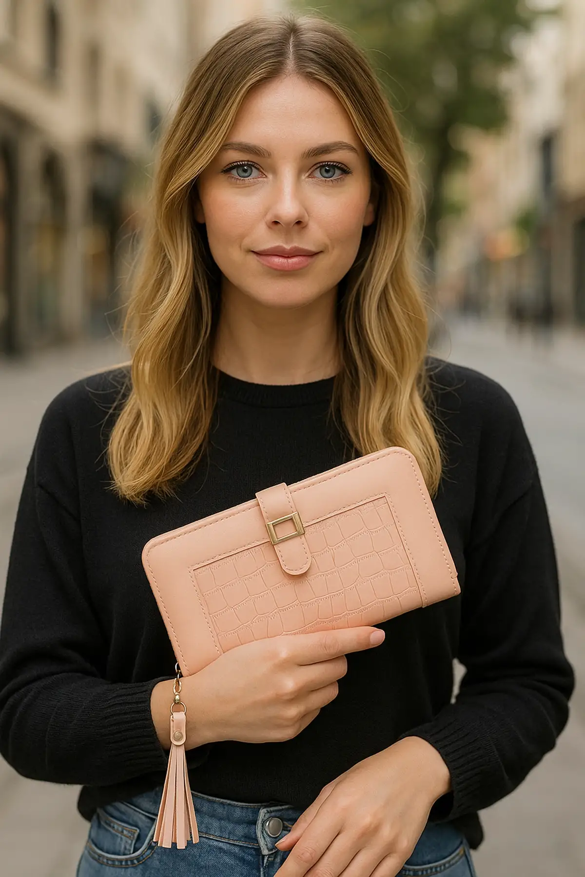 Açık Pembe Renk Deri Kadın Cüzdan