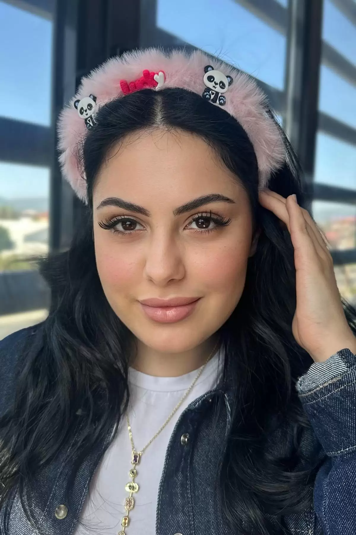 Açık Pembe Renk Panda Figürlü Peluş Taç