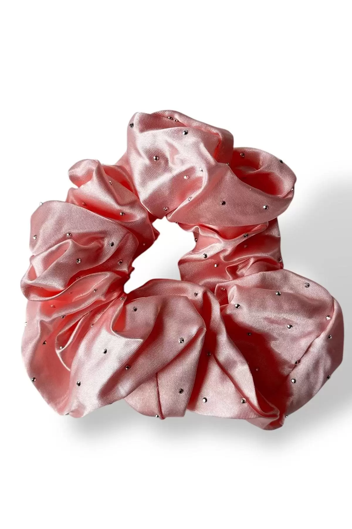 Açık Pembe Renk Taşlı Saten Simit Toka