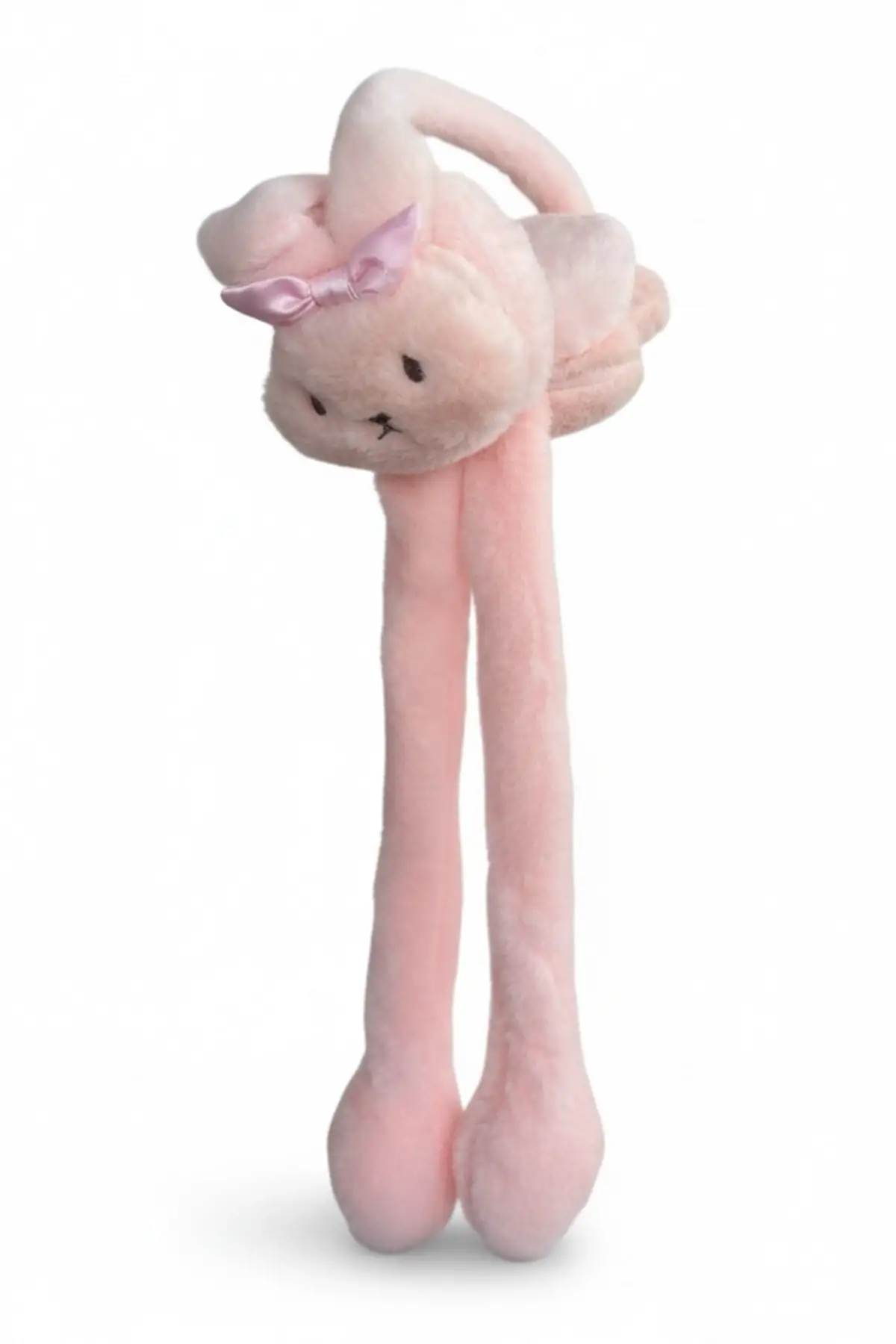 Açık Pembe Renk Tavşan Figürlü Kulakları Oynayan Peluş Kulaklık