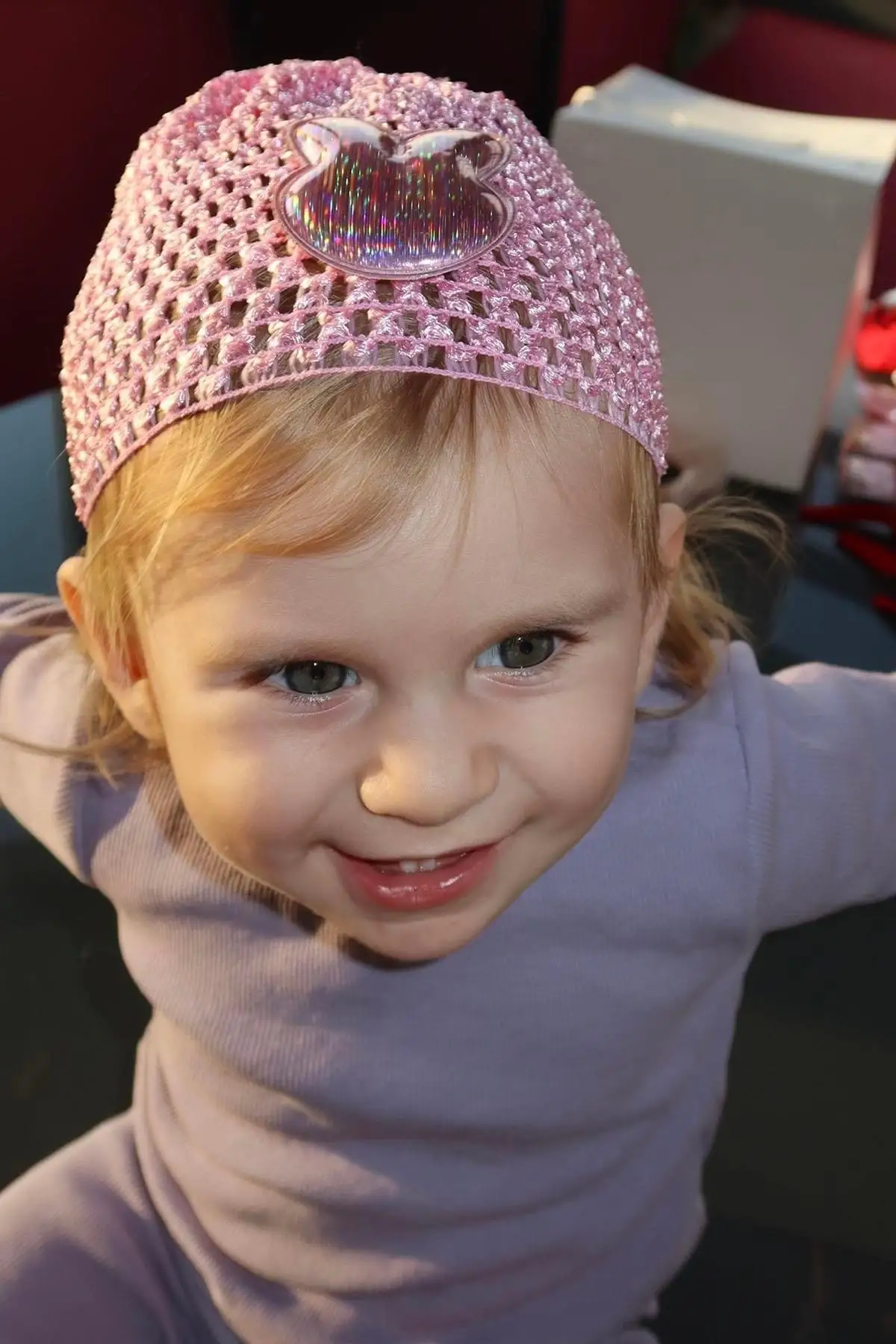 Açık Pembe Renk Tavşan Figürlü Örgü Detaylı Bebek Saç Bandı/ Saç Bonesi