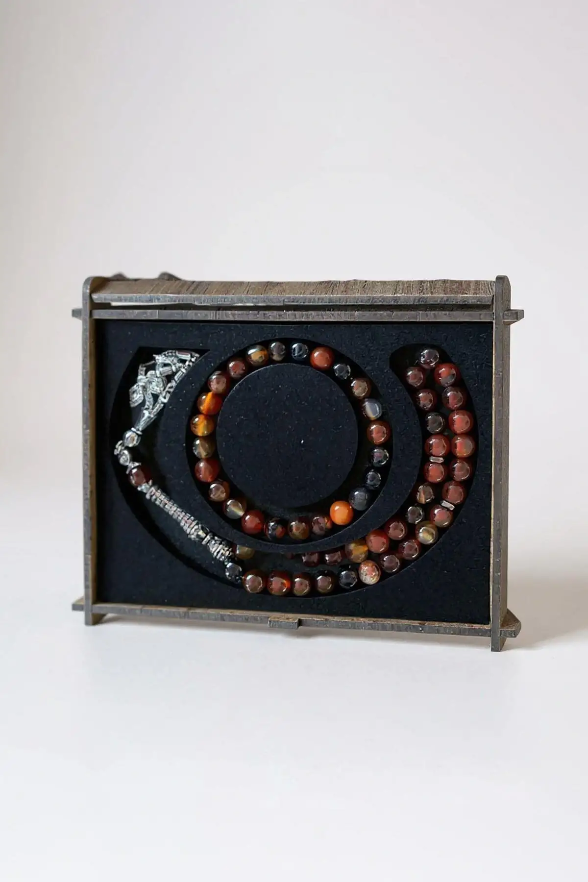 Ahşap Kutuda Akik Taşı Seti Tesbih / Bileklik