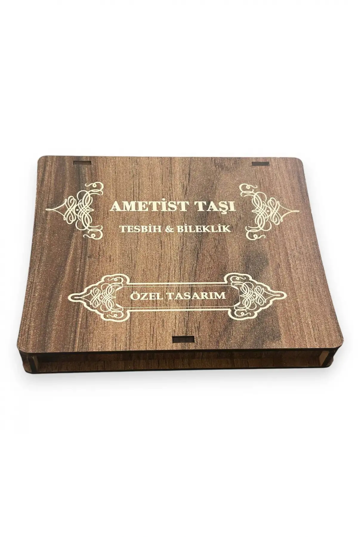 Ahşap Kutuda Ametist Taşı Seti Tesbih / Bileklik