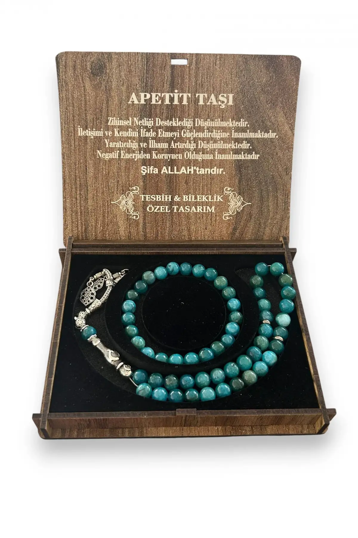 Ahşap Kutuda Apetit Taşı Seti Tesbih / Bileklik