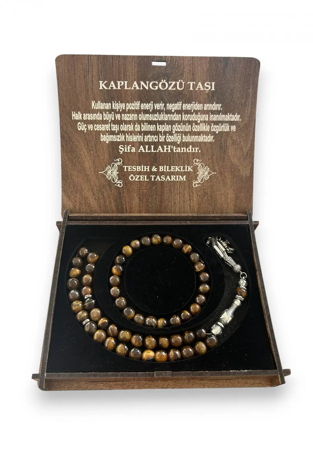 Ahşap Kutuda Kaplangözü Taşı Seti Tesbih / Bileklik