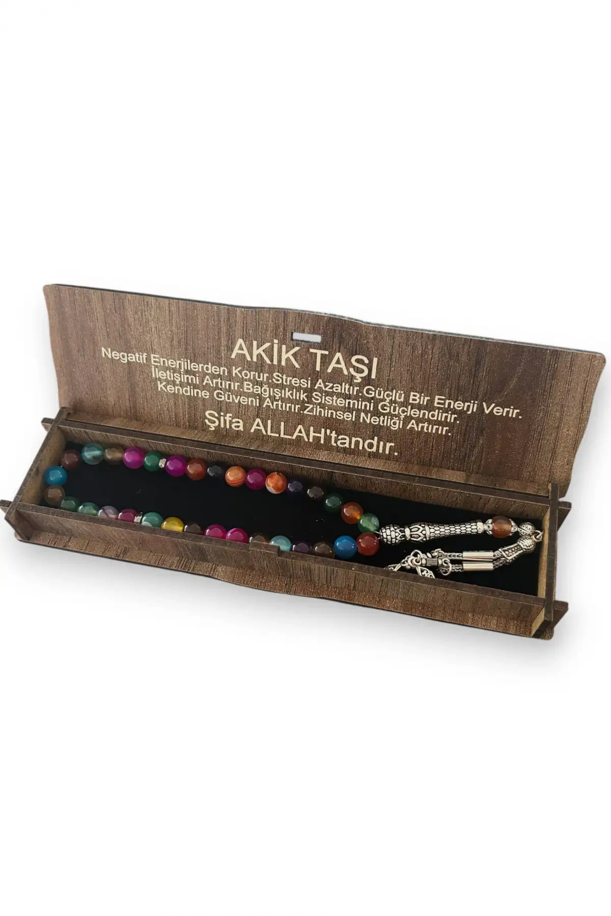 Ahşap Kutulu Akik Taşı Tesbih