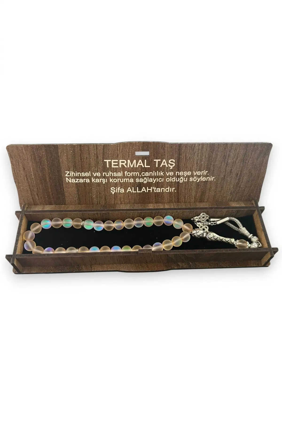 Ahşap Kutulu Termal Kirli Taşı Tesbih