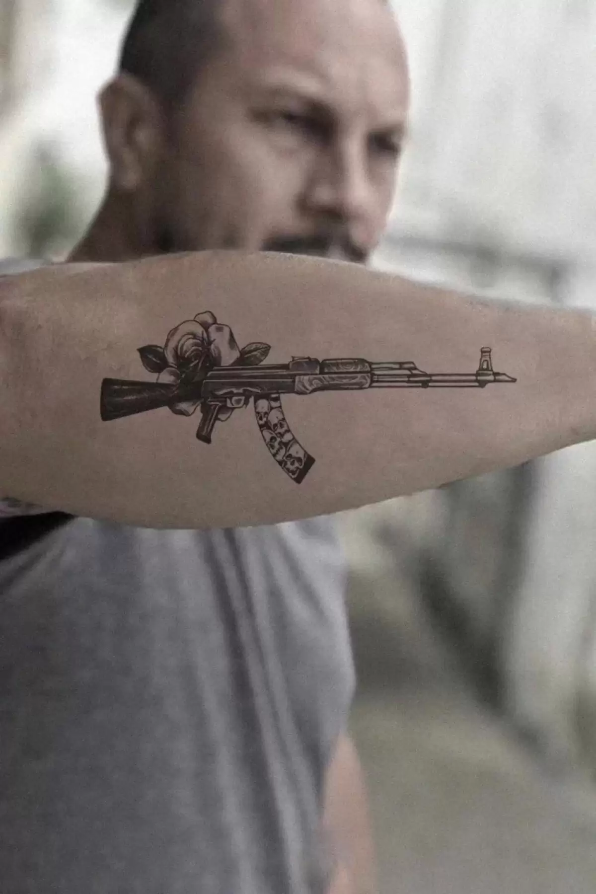 Ak47 Silah Keleş Geçici Dövme Tattoo