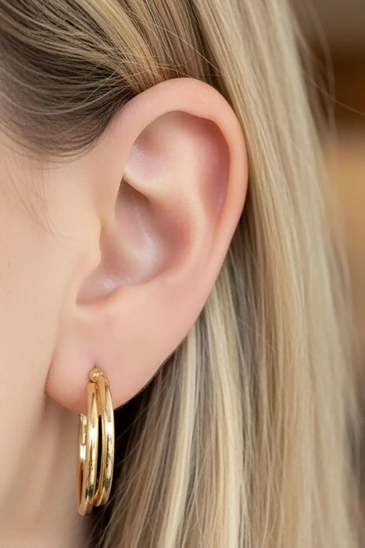 Altın Renk 20MM Halka Küpe (Çift)