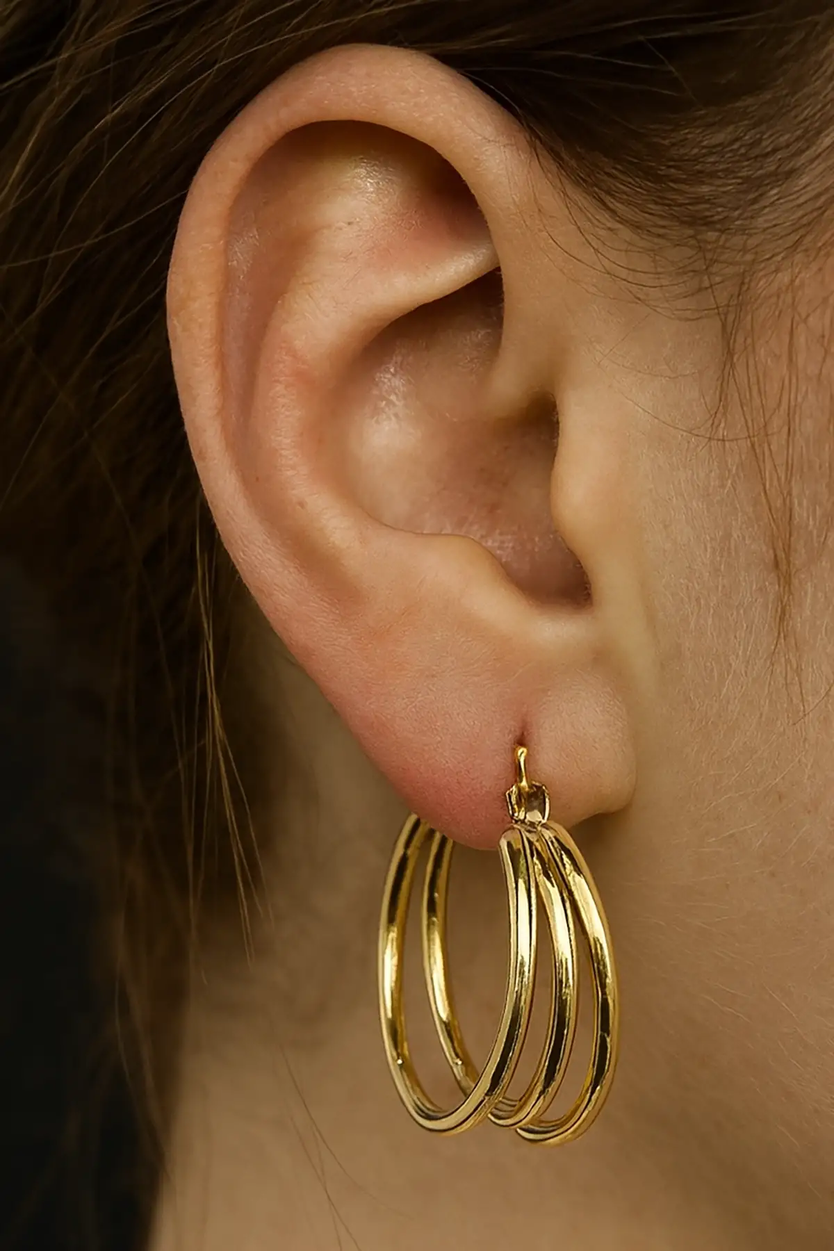 Altın Renk 25MM Halka Küpe (Çift)