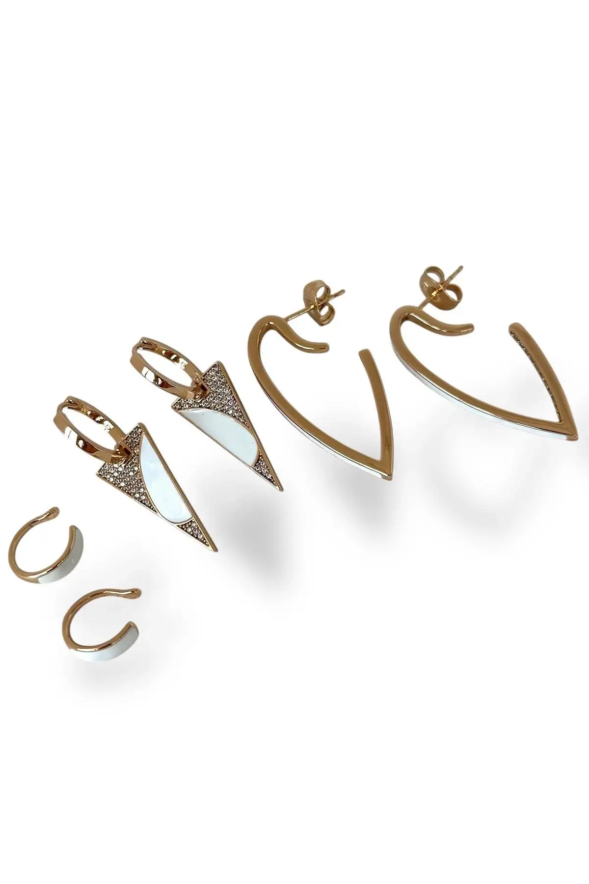 Altın Renk 6lı Çelik Xuping Küpe Ve Ear Cuff Set