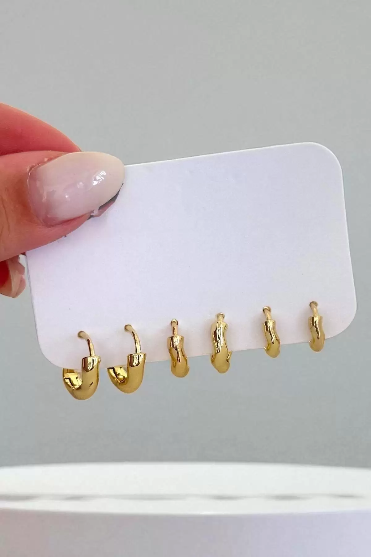 Altın Renk 6lı Halka Küpe Set