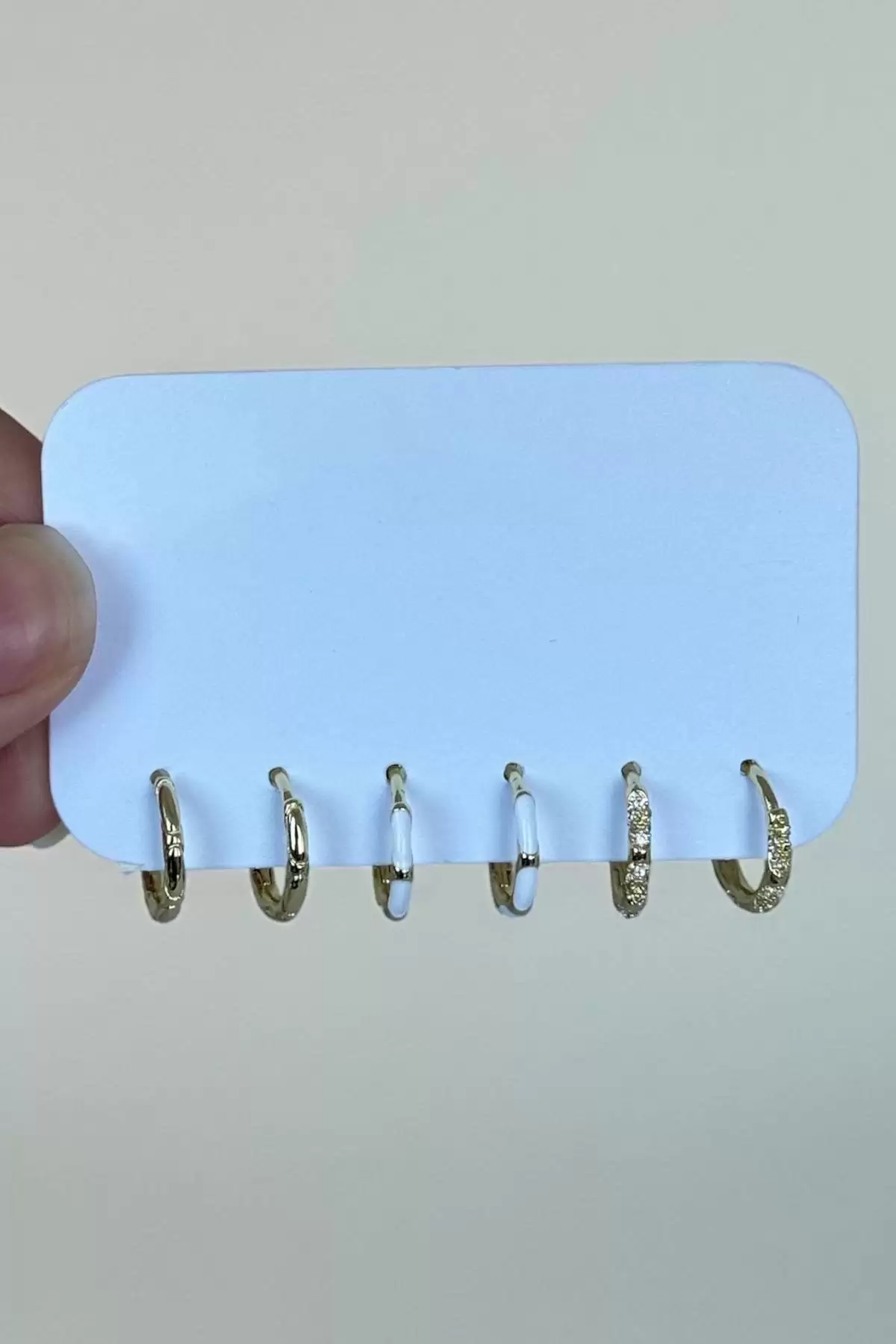 Altın Renk 6lı Halka Küpe Set