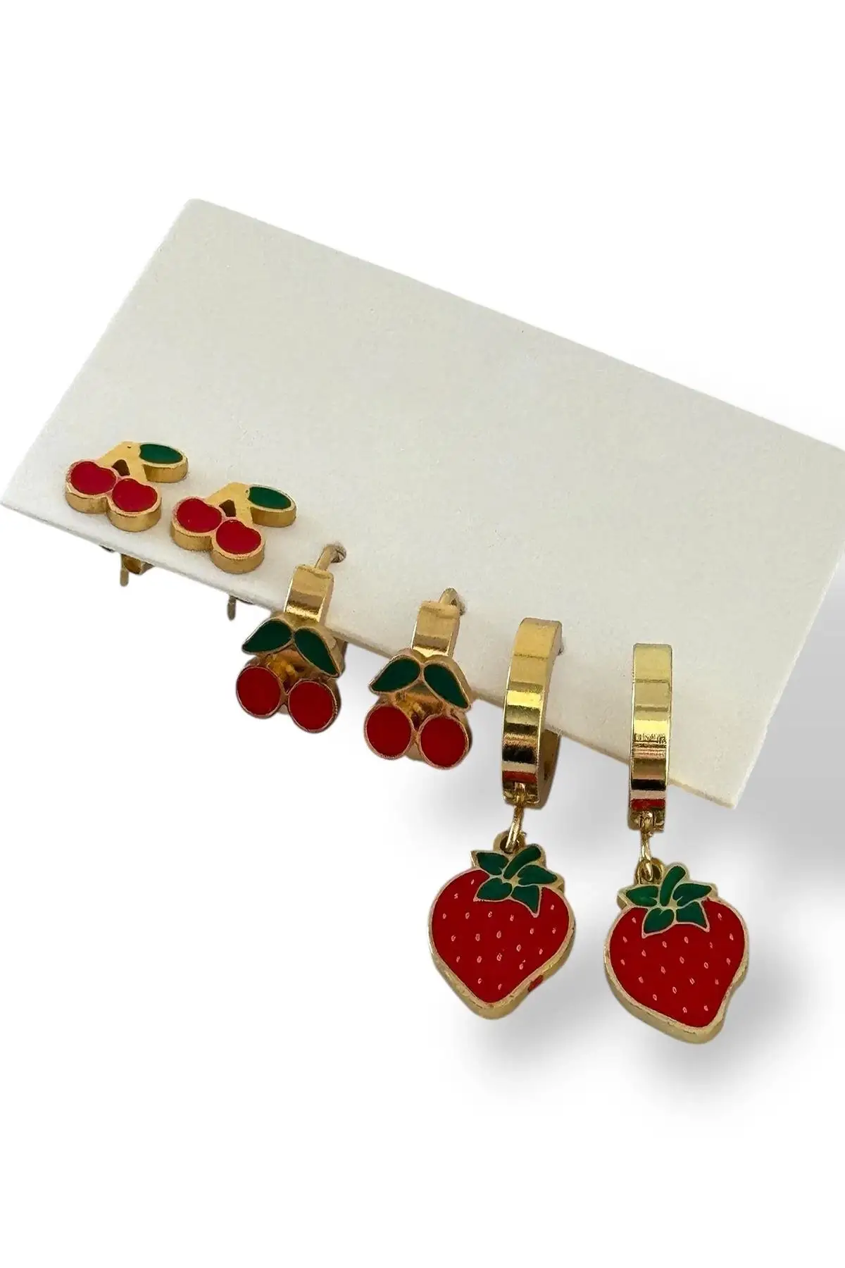 Altın Renk 6lı Karışık Figürlü Çelik Küpe Set