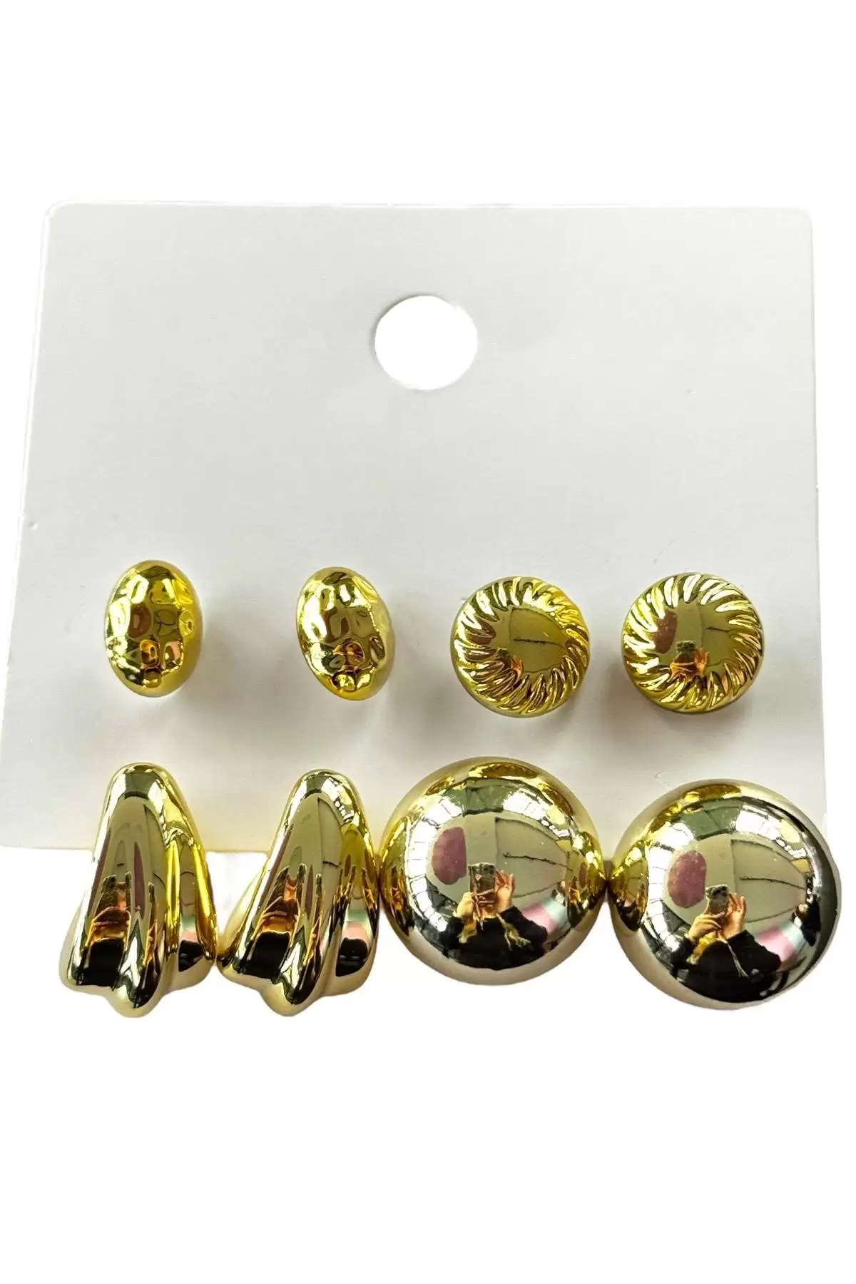 Altın Renk 8lı Karışık Küpe Set