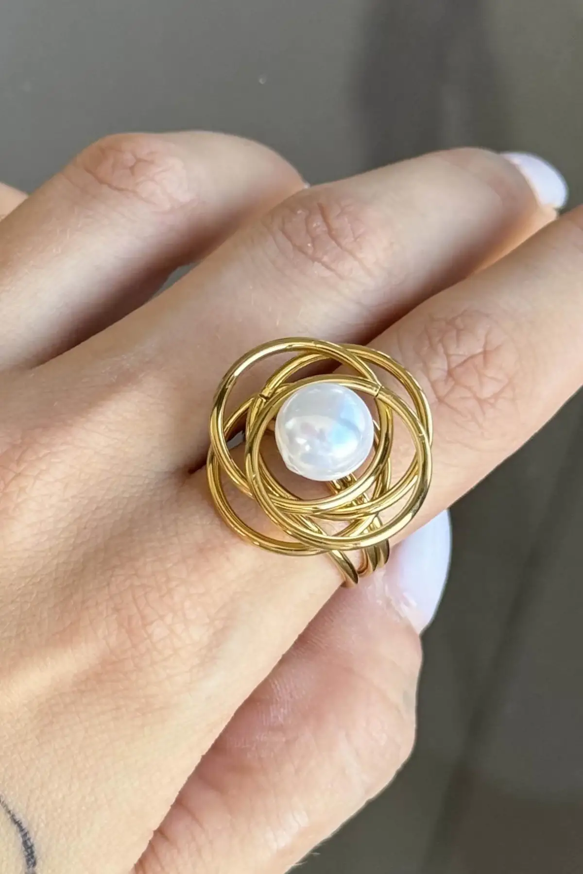 Altın Renk  Ayarlanabilir Çelik Yüzük