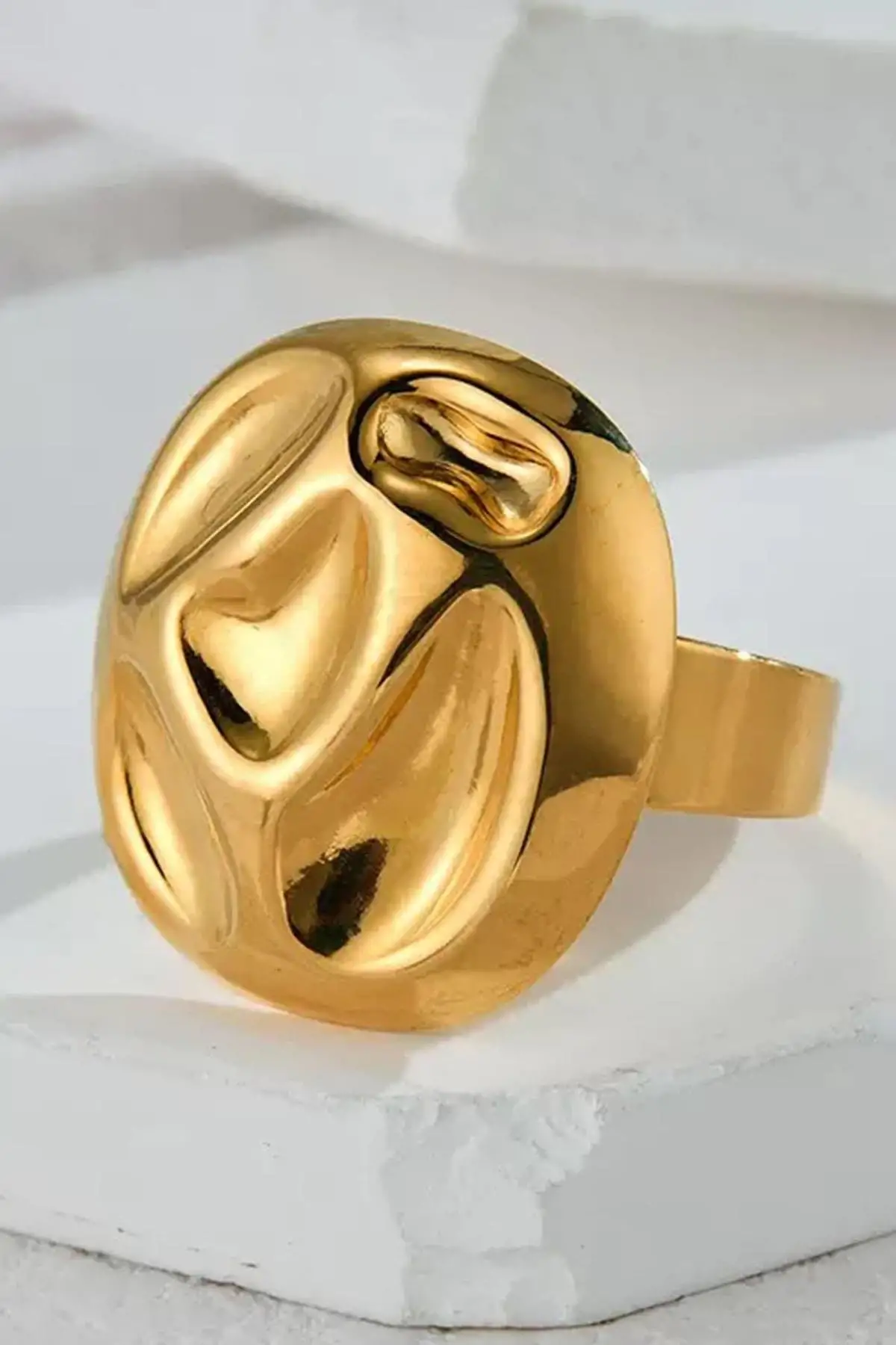 Altın Renk  Ayarlanabilir Çelik Yüzük