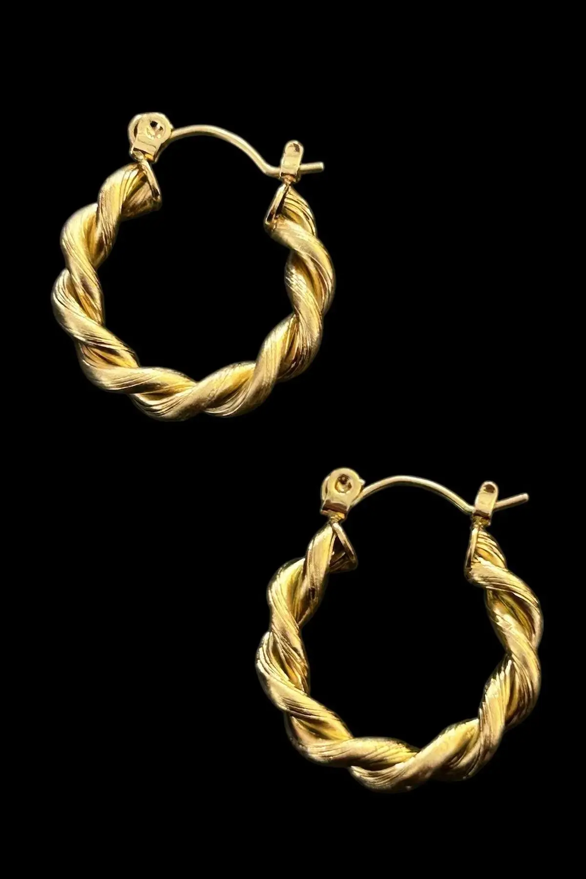 Altın Renk Burgu Detaylı Çelik Halka  Küpe (Çift)