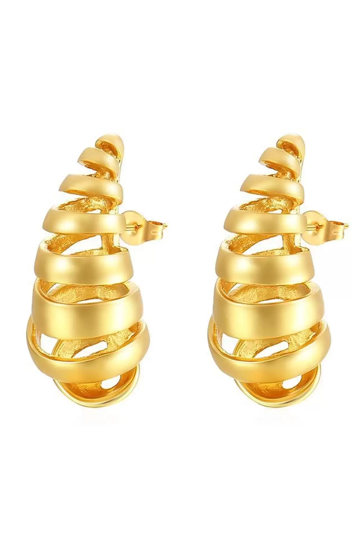 Altın Renk Çelik Bottega Küpe (Çift)