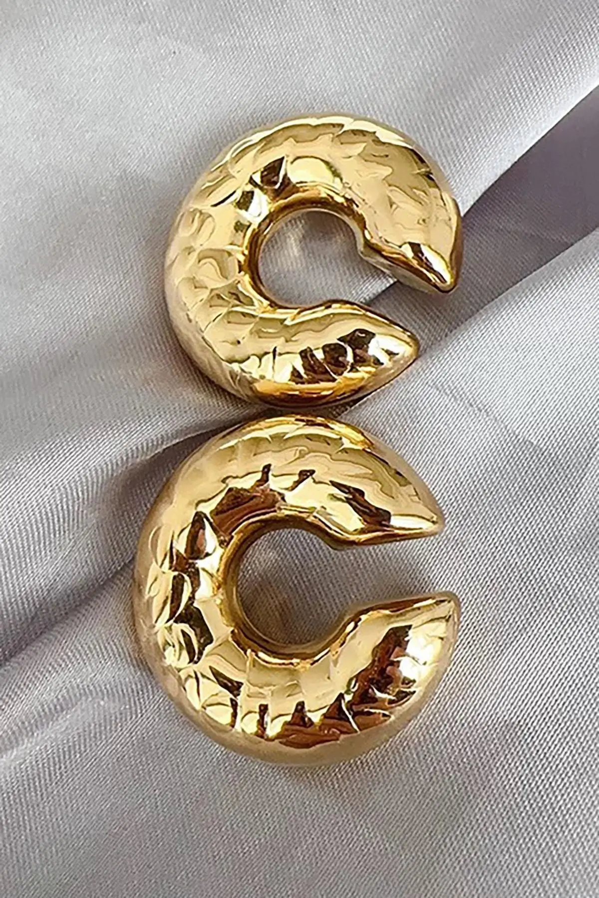 Altın Renk Çelik Ear Cuff (Çift)