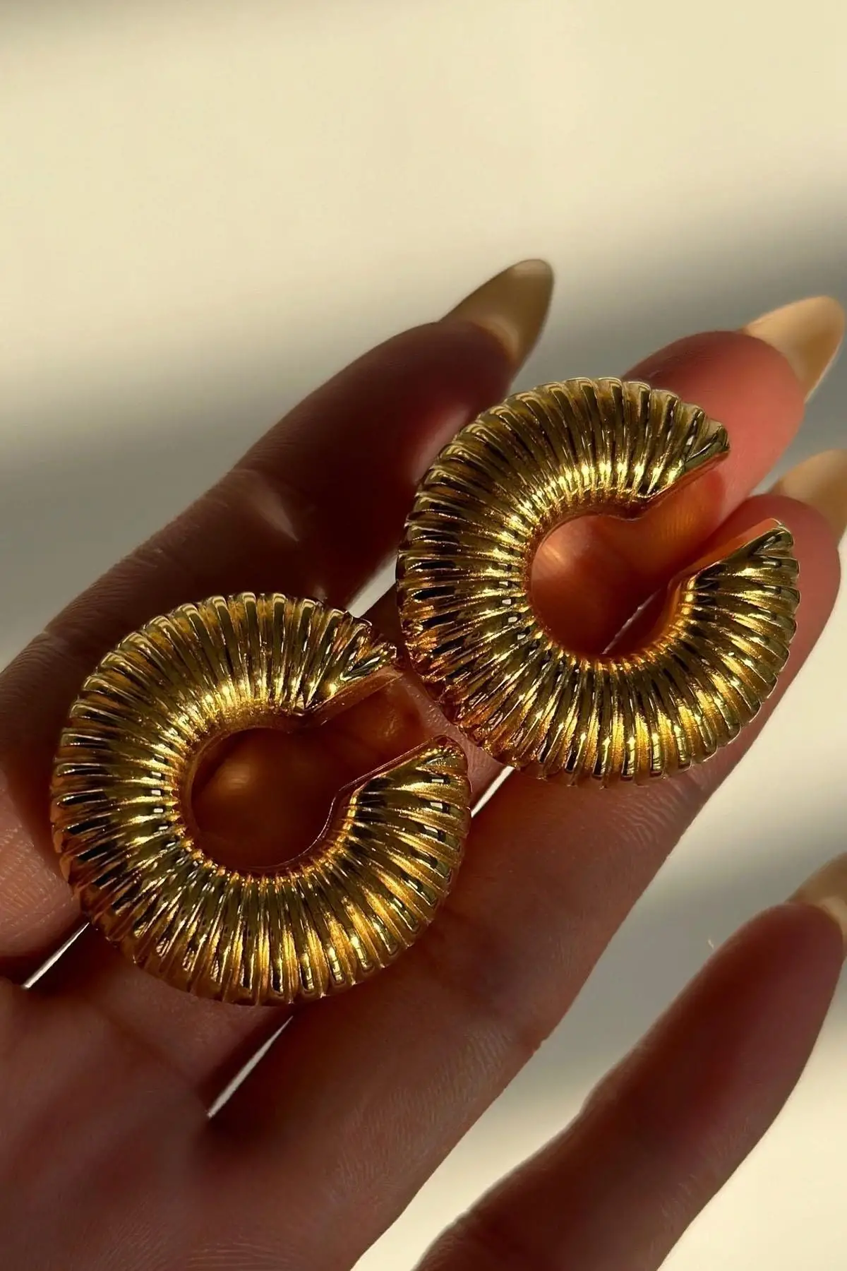 Altın Renk Çelik Ear Cuff (Çift)