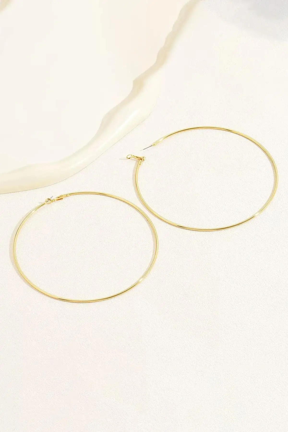 Altın Renk Çelik Halka Küpe 100Mm (Çift)