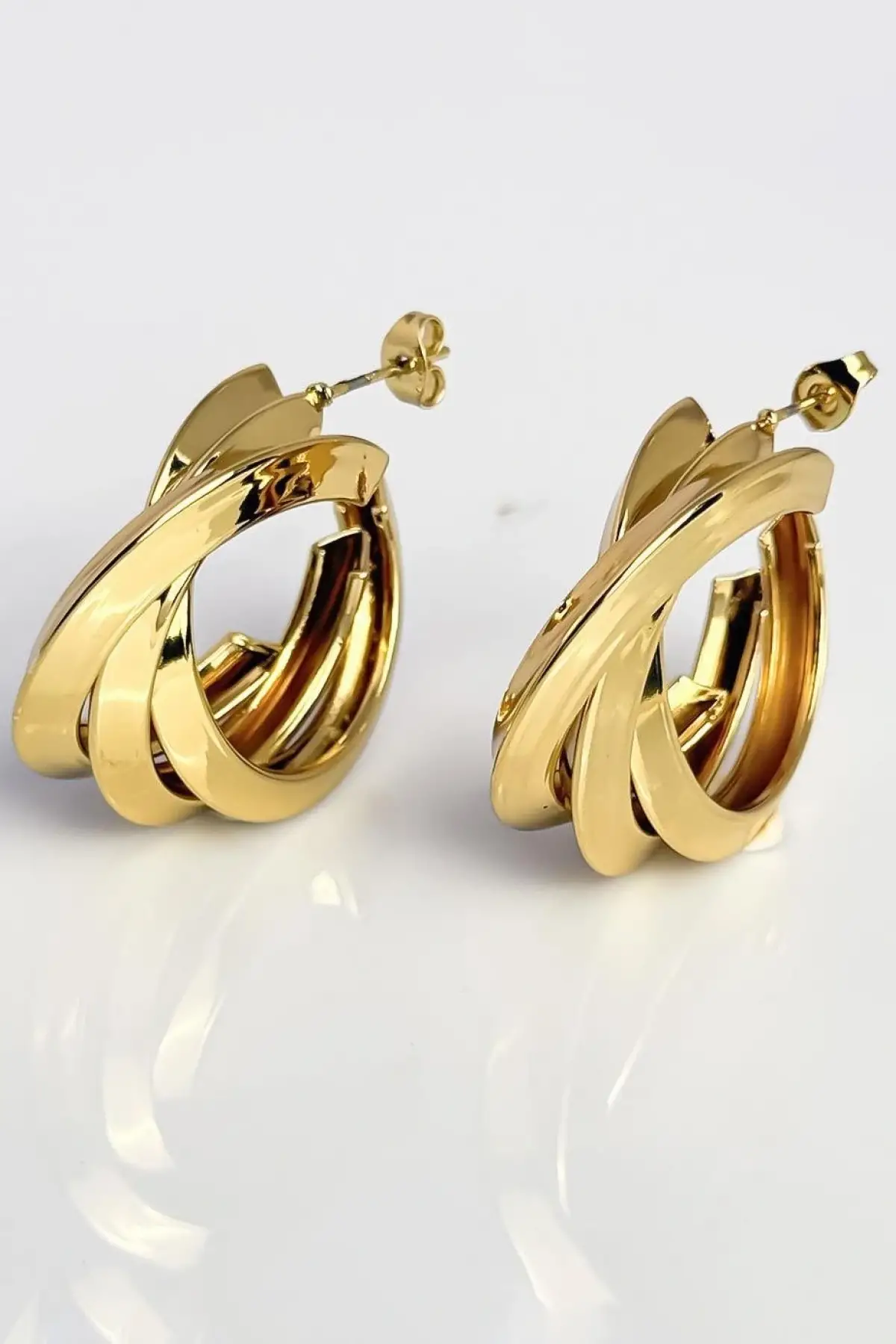 Altın Renk Çelik Halka Küpe (Çift)