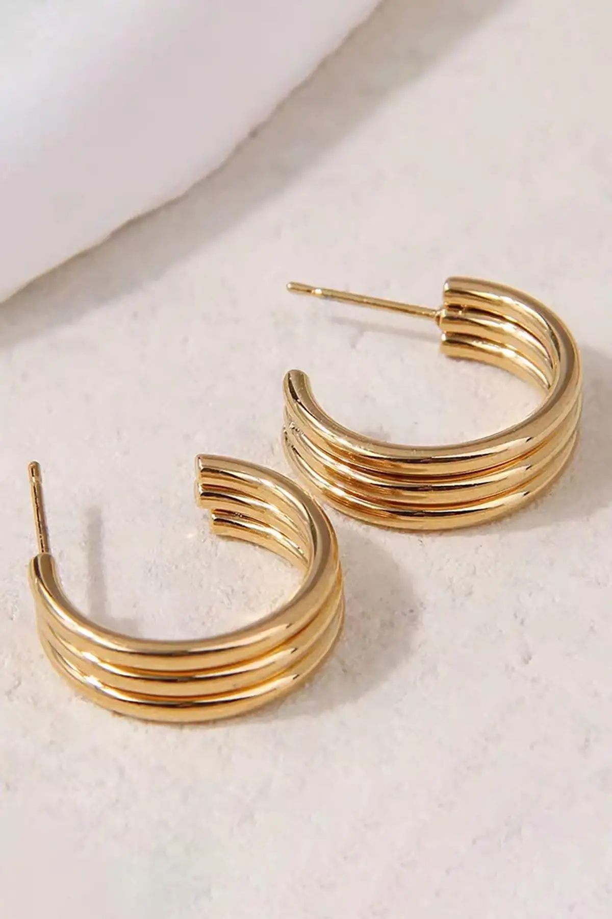 Altın Renk Çelik Halka Küpe (Çift)