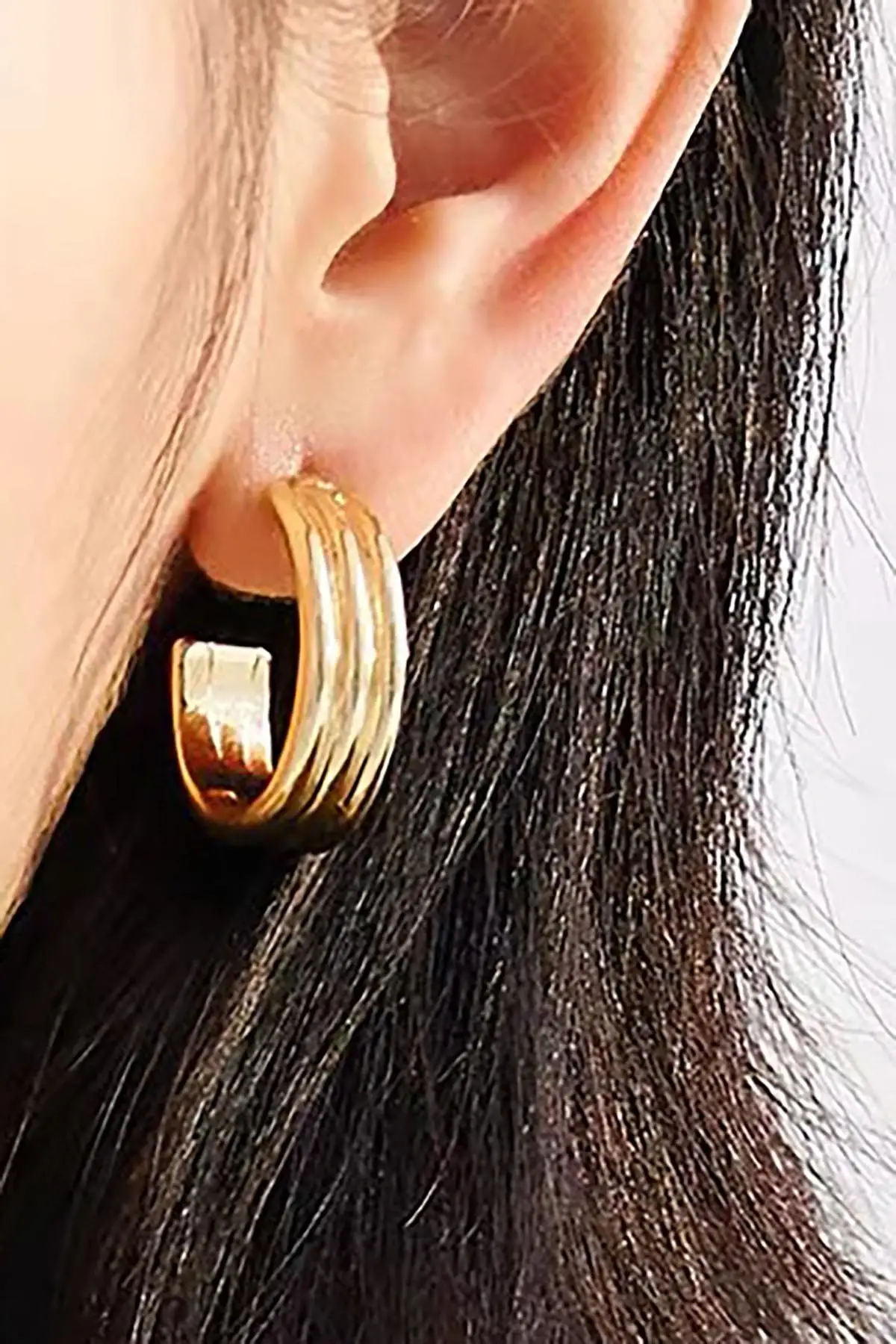 Altın Renk Çelik Halka Küpe (Çift)