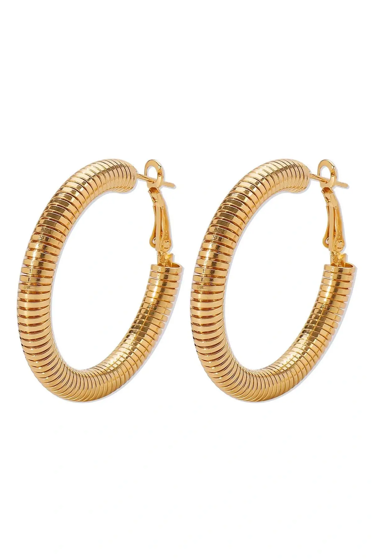 Altın Renk Çelik Halka Küpe (Çift)