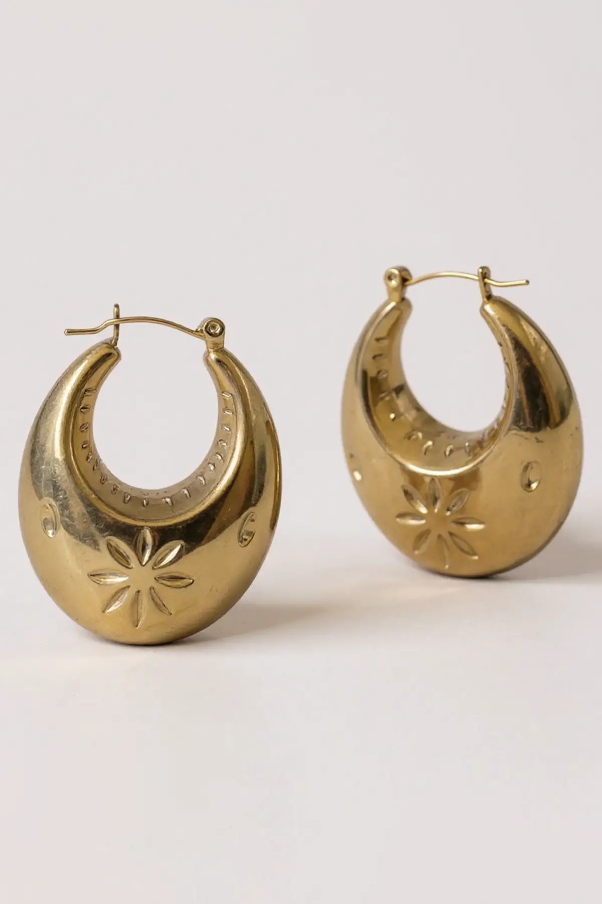 Altın Renk Çelik Halka Küpe (Çift)