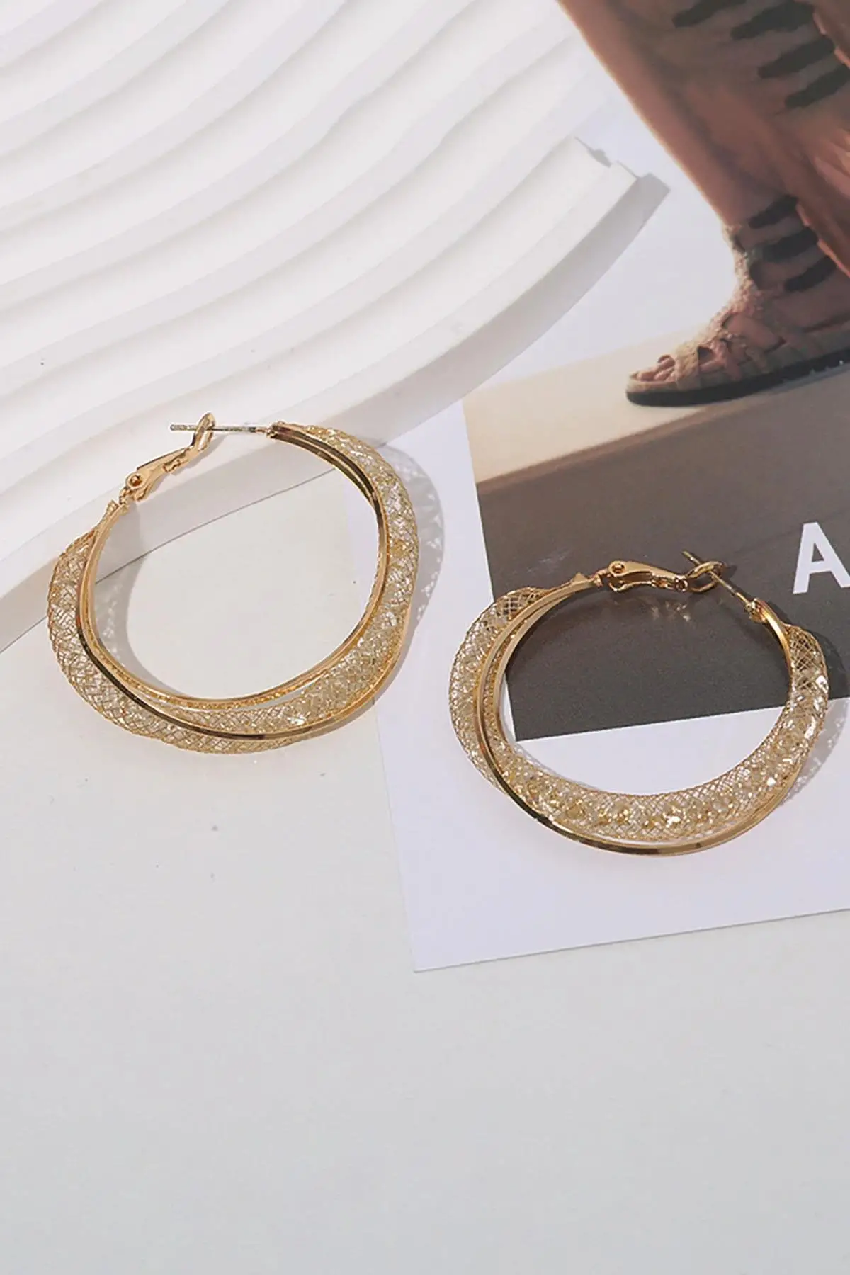 Altın Renk Çelik Halka Küpe (Çift)