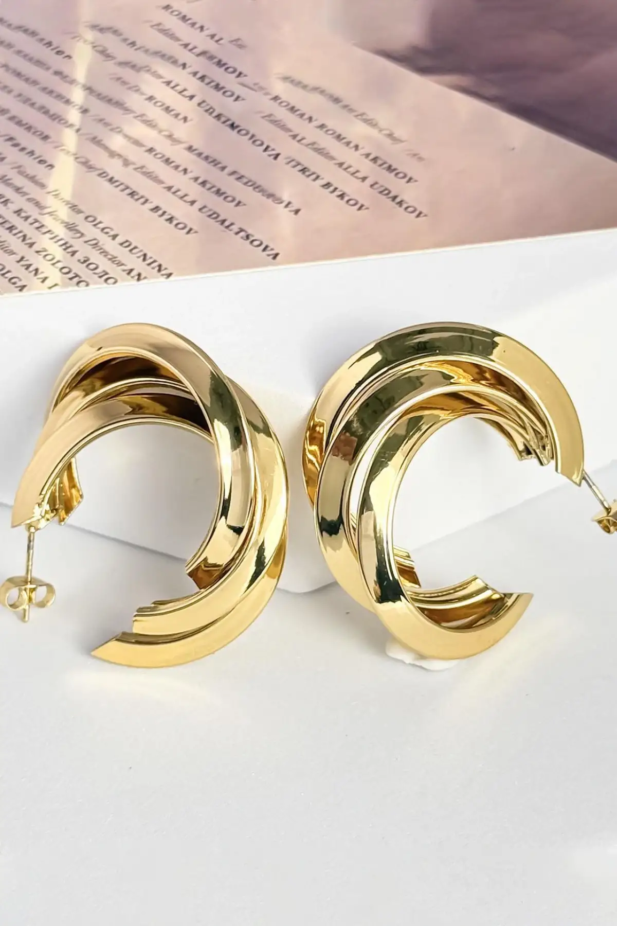 Altın Renk Çelik Halka Küpe (Çift)